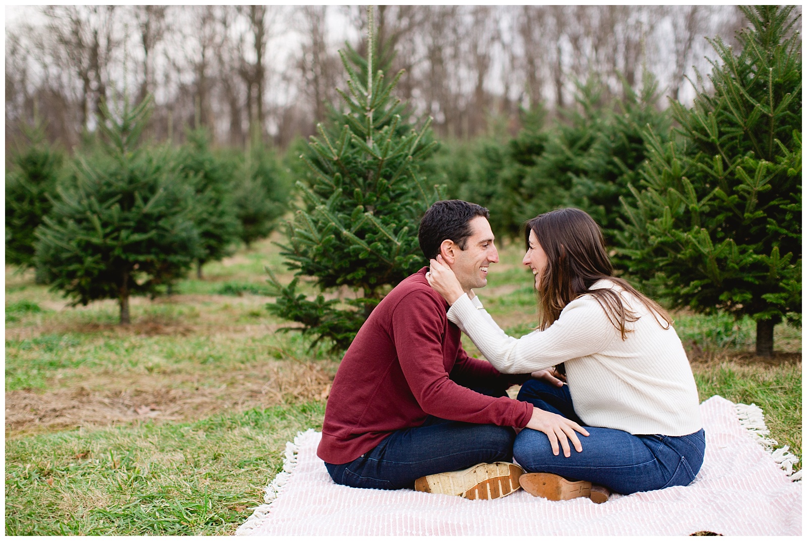 mendham new jersey engagement photography christmas enagegement christmas tree farm christmas tree farm engagement session engagement session ideas engagement session inspo winter engagement session